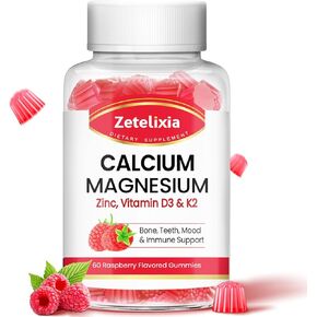 Calcium Gummies for Women Men, Calcium Magnesium Zinc with Vitamin D3 & K2, Calcium Magnesium Supplement for Bones Muscles and Joints, Pineapple & Mango Flavor - 120 Count in Kuwait