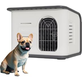 Outdoor Dog House Water Resistant, Plastic Dog Kennel, Ideal Shelter for Small to Medium Dog Insulated Dog House