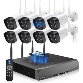 《Dual Antennas & 130°Wide Angle Lens》Wireless Security Camera System Outdoor, WiFi Cameras for Home Video Surveillance Systems
