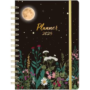 2024-2025 Planner - Planner/Calendar 2024-2025, July 2024 - June 2025, 2024-2025 Planner Weekly and Monthly with Tabs, 6.4" x 8.5", Hardcover with Back Pocket + Thick Paper - Moonlight Floral