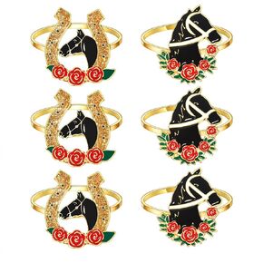 Derby Napkin Rings,Set of 6 Kentucky Derby Napkin Rings,Horse Horseshoes Riding Suit Napkin Holder for Table,Horse Racing Derby Day Party Table Decorations