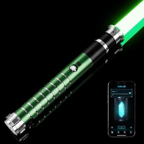DAMIENSABER Upgrade Xenopixel 3.0 Motion Control Smooth Swing Light Sabers with 34 Sound Fonts Infinite Color and 16 RGB Fast Color Changing, Green Metal Hilt Dueling Light Sabers for Adult