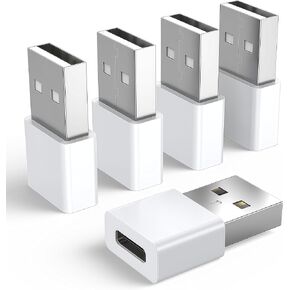 5Pack USB to USBC Adapter,usbc to USB Adapter for iPhone 16/15 Charger,iPhone 16/15/14/13/12 Pro Max Plus,iPad 9/10 Air 5 Mini 6,Car,Samsung S24 S23 S22 Plus Ultra etc.