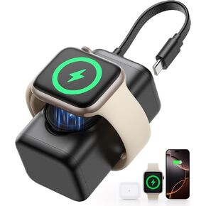 5000mAh Portable Charger for Apple Watch,18w Fast Charging Wireless iwatch Charger Power Bank with Built-in Cable,Magnetic 3 in 1 Portable Charger for iwatch 10-2/Ultra/Se,iPhone 16/15,Samsung,Black in Kuwait