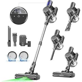 Ultenic Cordless Vacuum Cleaner, 450W 30Kpa Stick Vacuum with Car Dashboard Screen, Tangle-Free Brush for Pet Hair, Max 45mins Runtime, LED Display Tools for Hard Floor, Carpet, Car Cleaning, U12