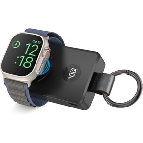 i.VALUX Portable Wireless Charger for Apple Watch Series Ultra/10/9/8/7/6/5/4/3/2/SE/Nike,4000mAh Mini Power Bank USB-C Fast Charging,Magnetic Travel iWatch Charger Smart Battery Pack Keychain Gift