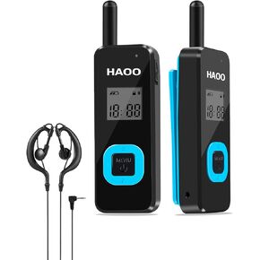 جهاز اتصال لاسلكي صغير جدًا ثنائي الاتجاه محمول مع جهاز إرسال واستقبال FM LCD/FRS/GMRS للأماكن الداخلية والخارجية، والأمن، والفنادق، والمطاعم، والخدمات، وحلاق السوبر ماركت، وصالونات التجميل، وسياحة المستشفيات، عبوة من قطعتين