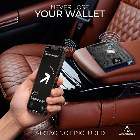 محفظة Airtag للرجال، محفظة جلدية نحيفة مع حامل Airtag، محفظة صغيرة مع حجب RFID ومشبك نقود، أسود in Saudi Arabia