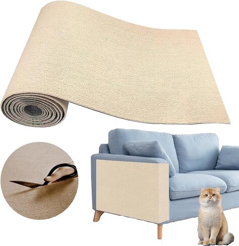 Cat Scratch Couch Furniture Protector, Adhesive Cat Scratch Pad Deterrent for Furniture, DIY Climbing Cat Scratcher Couch Protector from Cat Claws Scratching for Indoor Cat(Cream White, 78.7x15.8Inch) in Saudi Arabia