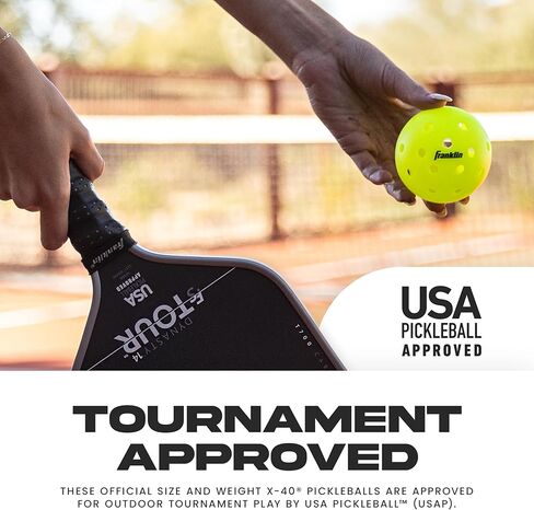 Franklin Sports X-40 كرات Pickleball الخارجية - كرات Pickleball الرسمية للولايات المتحدة الأمريكية (USAPA) - كرات Pickleball الرسمية ذات الحجم التنظيمي - كرات Pickleball الرسمية للولايات المتحدة المفتوحة - أصفر بصري - 50 عبوة in Saudi Arabia