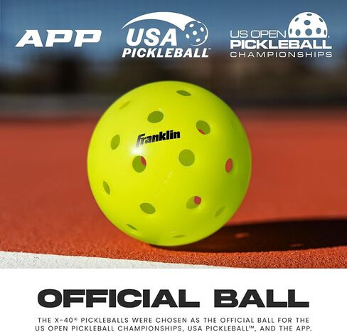 Franklin Sports X-40 كرات Pickleball الخارجية - كرات Pickleball الرسمية للولايات المتحدة الأمريكية (USAPA) - كرات Pickleball الرسمية ذات الحجم التنظيمي - كرات Pickleball الرسمية للولايات المتحدة المفتوحة - أصفر بصري - 50 عبوة in Saudi Arabia