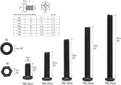 LBY 100pcs M6 Machine Screws(Truss Head), Phillips Pan Head Bolts Nuts Flat Washers, Carbon Steel, Blackening in Saudi Arabia