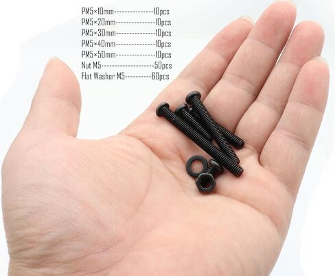 LBY 100pcs M6 Machine Screws(Truss Head), Phillips Pan Head Bolts Nuts Flat Washers, Carbon Steel, Blackening in Saudi Arabia