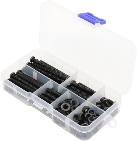 LBY 100pcs M6 Machine Screws(Truss Head), Phillips Pan Head Bolts Nuts Flat Washers, Carbon Steel, Blackening in Saudi Arabia