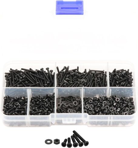 LBY 100pcs M6 Machine Screws(Truss Head), Phillips Pan Head Bolts Nuts Flat Washers, Carbon Steel, Blackening in Saudi Arabia