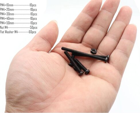 LBY 100pcs M6 Machine Screws(Truss Head), Phillips Pan Head Bolts Nuts Flat Washers, Carbon Steel, Blackening in Saudi Arabia