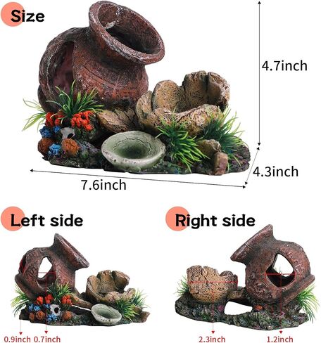 Barrel for Fish Tank Decorations, Goldfish Betta Fish Aquarium Decoration with Seastar and Coral, Fish Tank Accessories,Fish Cave Hideout in Saudi Arabia
