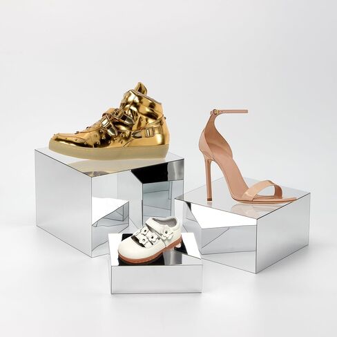 3Pcs Golden Acrylic Nesting Riser Stands for Display, Mirror Gold Acrylic Stereoscopic Cube Box Rack for Home Party Wedding Table Cover Centerpieces Craft Supplies, 8x8x6in, 7x7x4in, 6x6x2in in Saudi Arabia