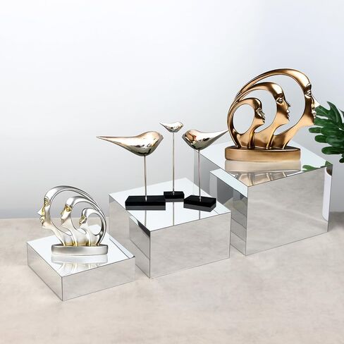 3Pcs Golden Acrylic Nesting Riser Stands for Display, Mirror Gold Acrylic Stereoscopic Cube Box Rack for Home Party Wedding Table Cover Centerpieces Craft Supplies, 8x8x6in, 7x7x4in, 6x6x2in in Saudi Arabia