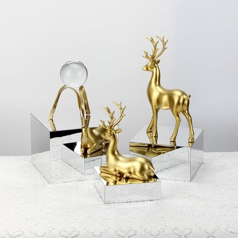 3Pcs Golden Acrylic Nesting Riser Stands for Display, Mirror Gold Acrylic Stereoscopic Cube Box Rack for Home Party Wedding Table Cover Centerpieces Craft Supplies, 8x8x6in, 7x7x4in, 6x6x2in in Saudi Arabia