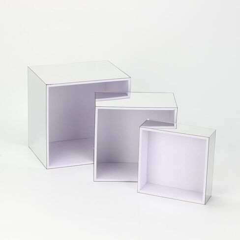 3Pcs Golden Acrylic Nesting Riser Stands for Display, Mirror Gold Acrylic Stereoscopic Cube Box Rack for Home Party Wedding Table Cover Centerpieces Craft Supplies, 8x8x6in, 7x7x4in, 6x6x2in in Saudi Arabia