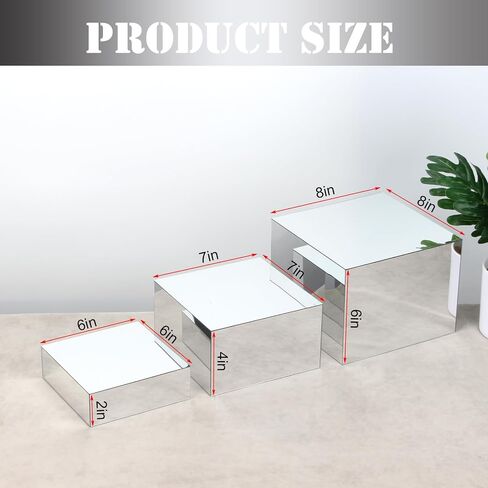 3Pcs Golden Acrylic Nesting Riser Stands for Display, Mirror Gold Acrylic Stereoscopic Cube Box Rack for Home Party Wedding Table Cover Centerpieces Craft Supplies, 8x8x6in, 7x7x4in, 6x6x2in in Saudi Arabia