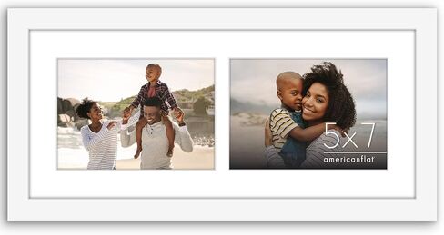 Americanflat 7x16 Collage Picture Frame with Shatter-Resistant Glass - Fits Two 5x7 Photos or One 7x16 Photo - Gallery Wall Frame Set - Signature Collection - Photo Frame for Wall or Tabletop – Black in Saudi Arabia