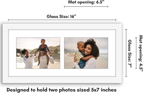 Americanflat 7x16 Collage Picture Frame with Shatter-Resistant Glass - Fits Two 5x7 Photos or One 7x16 Photo - Gallery Wall Frame Set - Signature Collection - Photo Frame for Wall or Tabletop – Black in Saudi Arabia