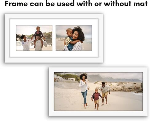 Americanflat 7x16 Collage Picture Frame with Shatter-Resistant Glass - Fits Two 5x7 Photos or One 7x16 Photo - Gallery Wall Frame Set - Signature Collection - Photo Frame for Wall or Tabletop – Black in Saudi Arabia