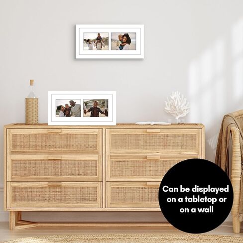 Americanflat 7x16 Collage Picture Frame with Shatter-Resistant Glass - Fits Two 5x7 Photos or One 7x16 Photo - Gallery Wall Frame Set - Signature Collection - Photo Frame for Wall or Tabletop – Black in Saudi Arabia