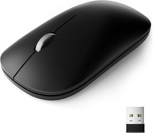 USB Mouse Wireless, 2.4G Slim Mini Cordless Computer Mouse, Ergonomic Grips, 5-Level Adjustable 4000 DPI, Small Portable Optical Computer Mice for Laptop, PC, Mac, iPad, 24-Month Battery Life (Black) in Saudi Arabia