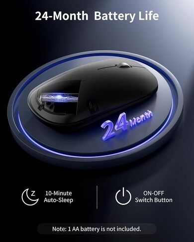 USB Mouse Wireless, 2.4G Slim Mini Cordless Computer Mouse, Ergonomic Grips, 5-Level Adjustable 4000 DPI, Small Portable Optical Computer Mice for Laptop, PC, Mac, iPad, 24-Month Battery Life (Black) in Saudi Arabia