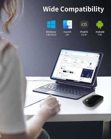 USB Mouse Wireless, 2.4G Slim Mini Cordless Computer Mouse, Ergonomic Grips, 5-Level Adjustable 4000 DPI, Small Portable Optical Computer Mice for Laptop, PC, Mac, iPad, 24-Month Battery Life (Black) in Saudi Arabia