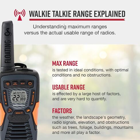 Cobra CXT10953PH-M Emergency Two-Way Radios, Waterproof Walkie Talkies, Up to 40 Mile Range, 22 Channels and NOAA Weather Channels, UHF/FM Ultra-Clear Reception, 3-Pack in Saudi Arabia