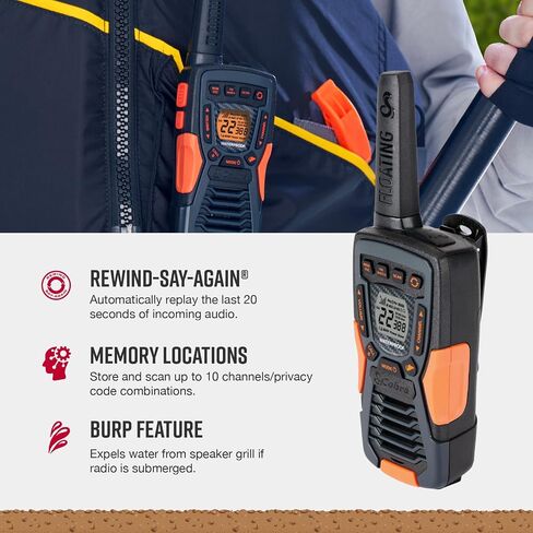 Cobra CXT10953PH-M Emergency Two-Way Radios, Waterproof Walkie Talkies, Up to 40 Mile Range, 22 Channels and NOAA Weather Channels, UHF/FM Ultra-Clear Reception, 3-Pack in Saudi Arabia