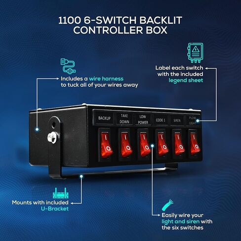 Ultra Bright Lightz 1100 8-Switch Backlit Controller Box | Emergency Vehicle Strobe Warning Lights | Siren | Speaker in Saudi Arabia