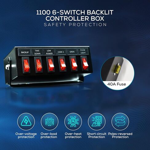 Ultra Bright Lightz 1100 8-Switch Backlit Controller Box | Emergency Vehicle Strobe Warning Lights | Siren | Speaker in Saudi Arabia