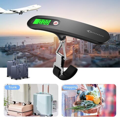 ميزان الأمتعة مقياس رقمي MYCARBON، دقة عالية، مقياس الوزن الثقيل، مقياس معلق بإضاءة خلفية، مقياس محمول للغاية، مقياس حقيبة بحد أقصى 110 رطل/50 كجم للسفر والمنزل والخارج والهدايا in Kuwait