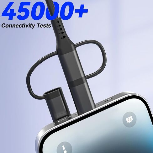 USB to USB-C and Lightning Cable, 2 in 1 Coiled iPhone Charger Cable Apple Carplay & Android Auto, [3A Fast Charge & Data Sync] Lightning and USB C Cable Cord Combo for iPhone 16/15/14/13/iPad/Android in Saudi Arabia