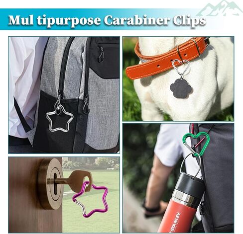 12 PCS Star Heart Carabiner, Cute Carabiner Clip for Keys, Cute Keychains for Backpacks, Large Small Mini Carabiner Clip, Cool Carabiner, Hiking Buckle Keychain Clasp for Bottles, Keys, Backpacks in Saudi Arabia