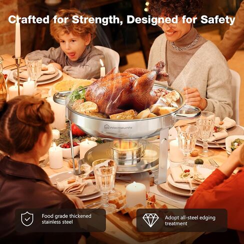 Chafing Dishes for Buffet 5QT, [95% Pre-Assembled] Round Chafing Dish Buffet Set w/Lid Holder, Stainless Steel Chafers and Buffet Warmers Sets for Parties, Wedding, Camping, Dinner (2) in Kuwait