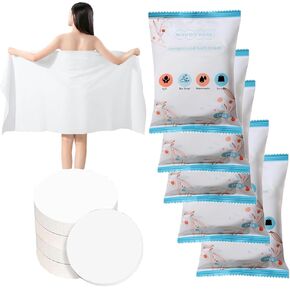 6 Packs Large Compressed Towel 56'' x 28'' Disposable Cotton Bath Towels Portable Thick Paper Towel Reusable Suitable for Hiking Camping Beach Swimming and Traveling (6)