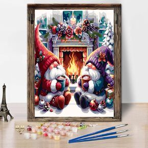 Xylogist Christmas Gnome Paint by Number for Adults - Gnome Paint by Number, DIY HD Canvas Acrylic Painting Christmas Paint by Number, Perfect for Home Wall Decoration and Holiday Gifts 16X20Inch