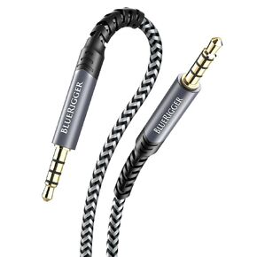 BlueRigger 3.5mm TRRS Audio Cable - (6FT, 4-Pole Male to Male AUX Cord, 1/8" inch TRRS Jack, HiFi Stereo, 4 Conductor Auxiliary Cord) - Compatibility with Phone, Tablet, Car Stereo, Headphones