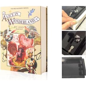 Real Pages Diversion Book Safe with Key Lock,Book Safe Lock Box,Hollow with Secret Compartment,Anti Theft Safe (Alice in Wonderland)
