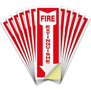 Pack of 24 Fire Extinguisher Stickers 4"x 12"- 5 Mil Vinyl - Fire Extinguisher Sign for business with Arrow- Durable Self Adhesive, Weatherproof and UV Protected-Ideal for Office, Home and Outdoor places