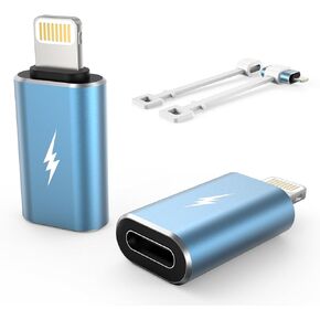 محول TechMatte USB C من النوع C إلى Lightning [عبوة من قطعتين] شحن 12 وات متوافق مع iPhone 14 والموديلات السابقة iPad iPod AirPods، وليس لسماعات الرأس/OTG Android حامل مضاد للفقد، أخضر
