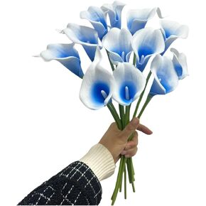 14"Artificial Calla Lily Flowers,12 Single Heads PU Flower Small Flower Bouquet Accessorie,Calla Lily Bridal Wedding Bouquet for Greenery Plants Indoor Outside Garland Home Office Decor (Purple)