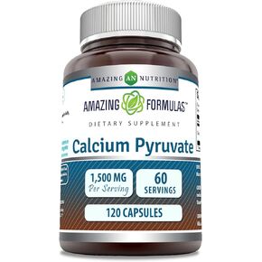 Amazing Formulas Calcium Pyruvate 1500mg Per Serving 240 Capsules Supplement | Non-GMO | Gluten Free | Made in USA