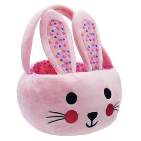 YOUBEMAGIC Lovely Easter Brown Bunny with Pink Bows Basket Easter Hunting Basket For Kids Easter Egg Basket (Brown Bunny Basket)